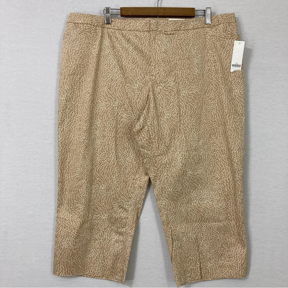 New Coldwater‎ Creek Tan Abstract Print Natural Fit Crop Pants size 18
